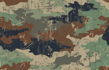 Fototapete Tarnmuster Camouflage Muster Braun Grün Grunge  © Dusan