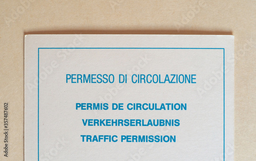 Traffic permit document photo