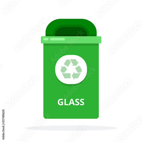 Urban trash bin for glass waste flat isolated