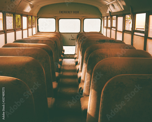 passenger seats in the school bus photo