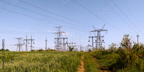 Obraz na płótnie Panoramic image of high voltage substation. w salonie