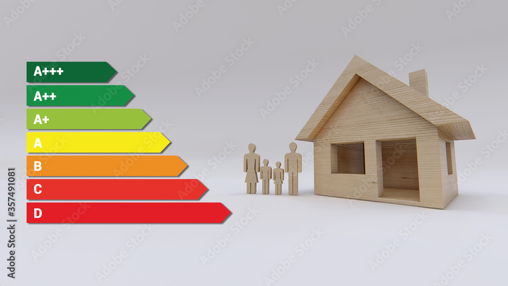 Energy efficient home of wood 3D rendering Energy efficient home of wood 3D rendering