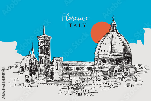 Drawing sketch illustration of Florence, Italy