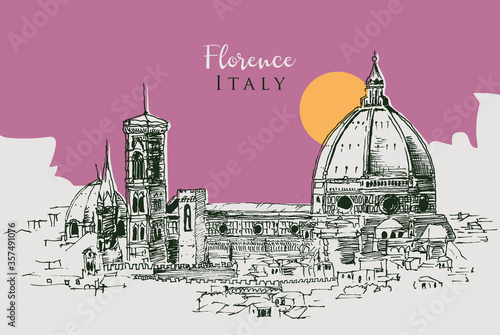 Drawing sketch illustration of Florence, Italy