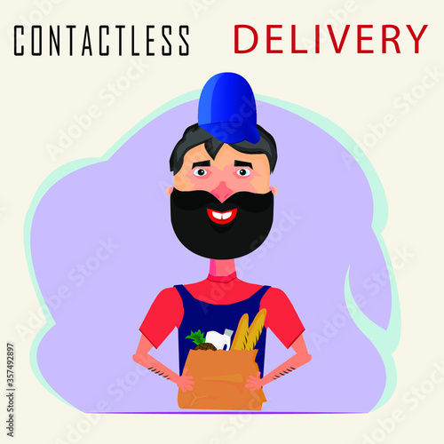 Contactless delivery concept illustration. Safe home delivery.