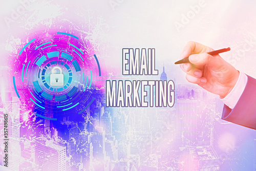 Handwriting text writing Email Marketing. Conceptual photo attracting potential buyer by communicating through the message photo