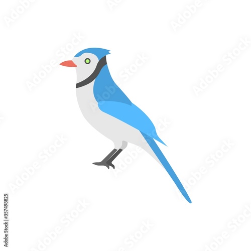 Bluebird icon in flat design style. Blue jay or bird of spring.