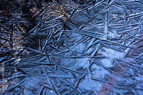 thin crust of ice on a puddle

 photo