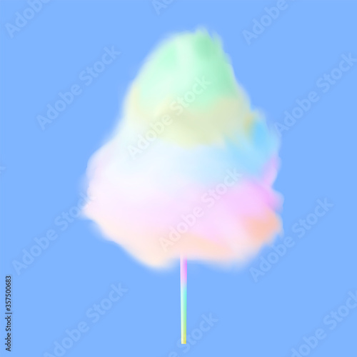 Cotton candy. Rainbow sugar clouds. Realistic 3d  icon. Premium vector.