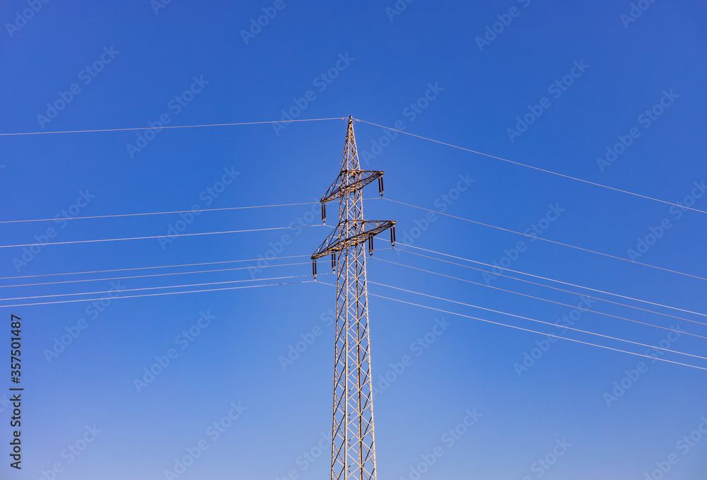 Strommast, Stromkabel, Blauer Himmel Strommast, Stromkabel, Blauer Himmel