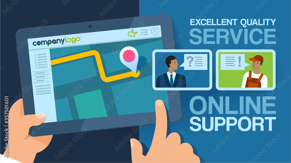 Online support, navigator. mobile app, feedback. Vector illustration Online support, navigator. mobile app, feedback. Vector illustration