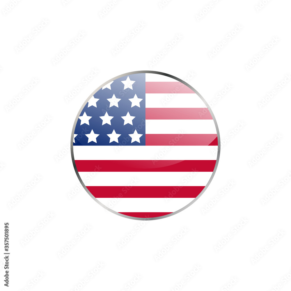 Abstract button with stylish metallic frame. USA flag vector illustration Abstract button with stylish metallic frame. USA flag vector illustration
