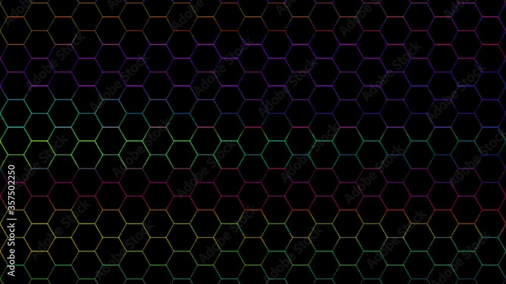 colorful hexagon with neon light on a black background colorful hexagon with neon light on a black background