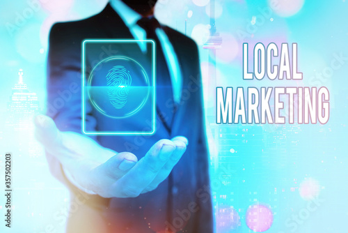 Text sign showing Local Marketing. Business photo text targeting audience located in a finelygrained community photo