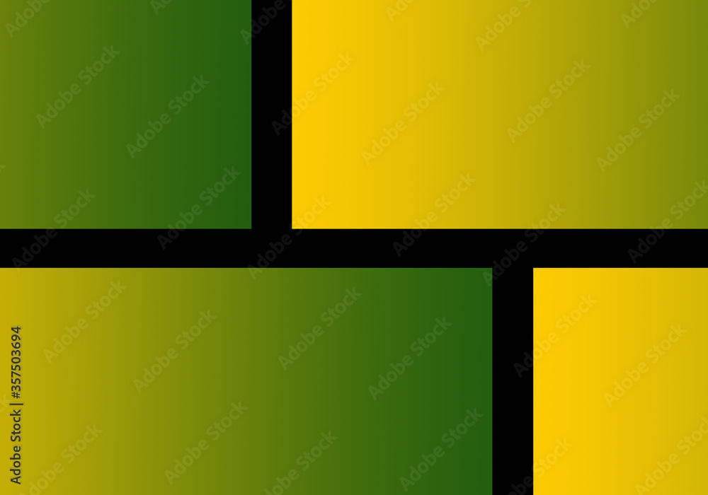 Fondo de baldosas o ladrillos en degradado verde amarillo con lechada en negro.