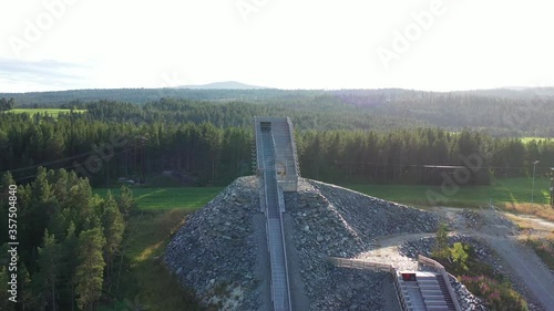 A summer view of a ski-jump ramp in Norway