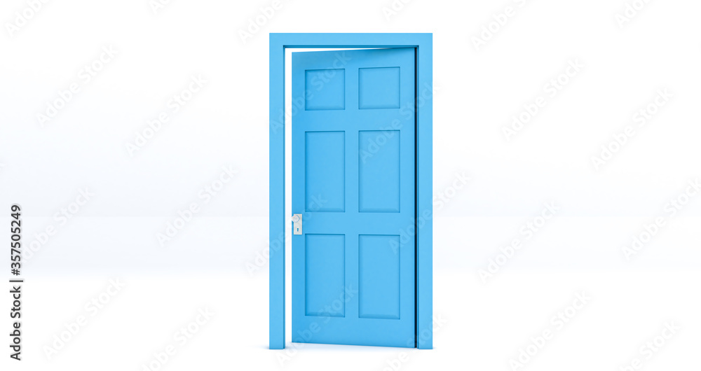 Obraz premium blue Open door isolated on white background.. 3d rendering