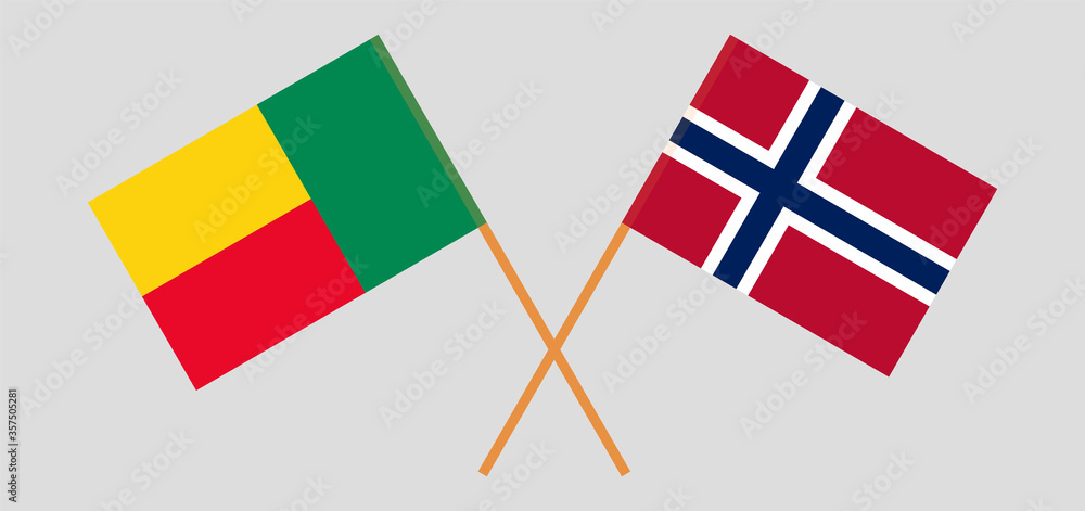 Crossed flags of Benin and Norway