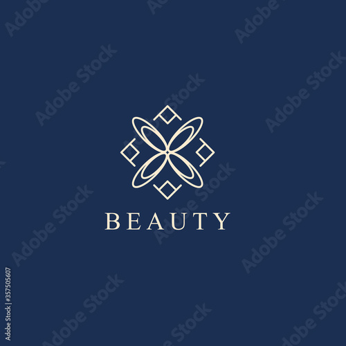 butterfly flower template logo design inspiration. Abstract flower line Quality symbol icon vector illustration