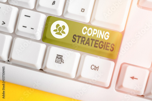 Word writing text Coping Strategies. Business photo showcasing general plan or set of plans intended to achieve something
