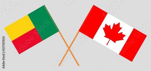 Crossed flags of Benin and Canada