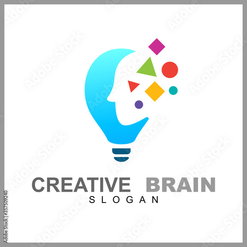 Brain bulb logo design suitable for  creative idea, mind focus, smart people, tech innovation