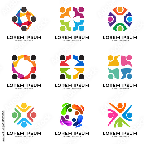 charity and people community logo collection, set of human logo with colorful style