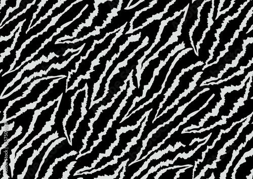 Abstract styled animal skin tiger seamless pattern design. Bold african print with organic shapes texture. Black and white