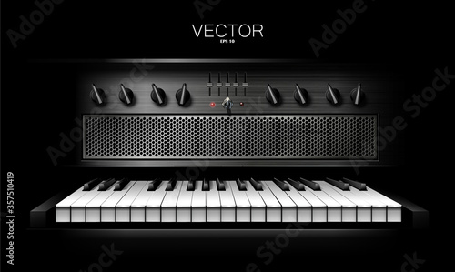 Realistic virtual synthesizer for recording studios. Piano. Vector.