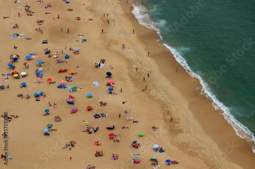 Aerial view of Nazare beach in Leiria, Portugal © paulomachado_9