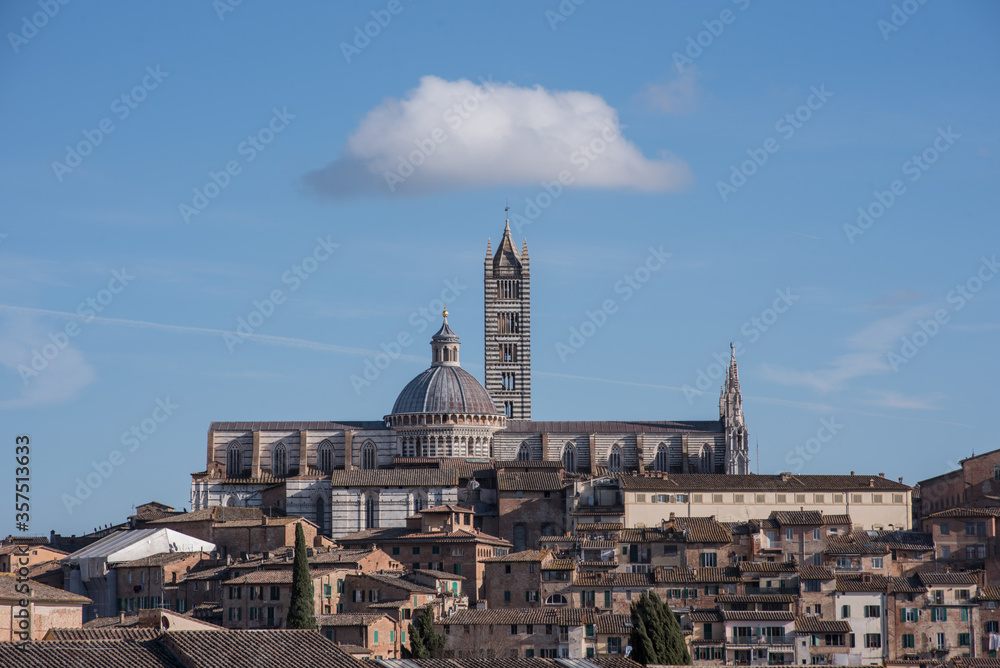 Panorama of Siena with the cathedral on the background