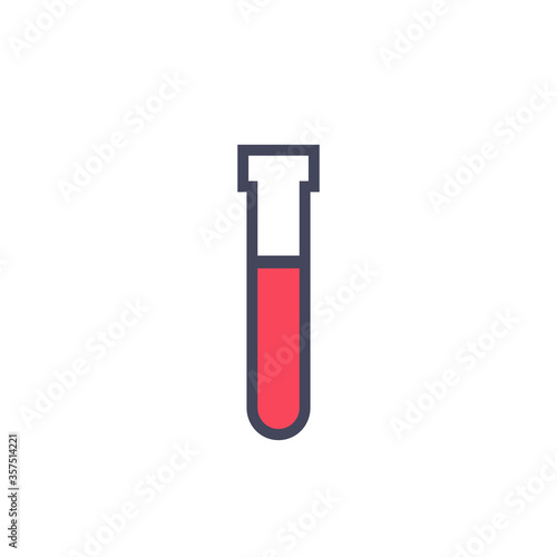 blood in test tube icon, vector color illustration