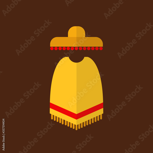 poncho and sombrero vector icon, vector illustration