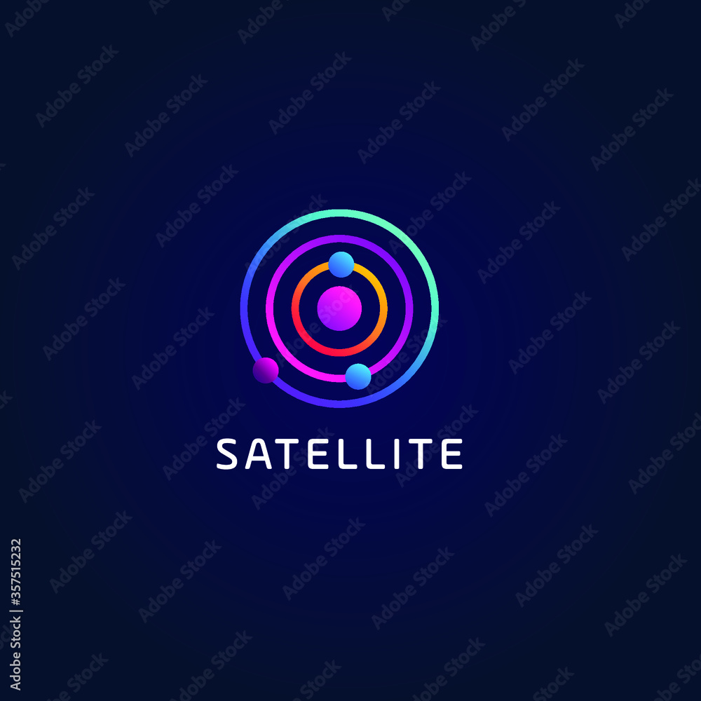 planet satellite template logo design inspiration. Orbit Tech Quality symbol icon vector illustration