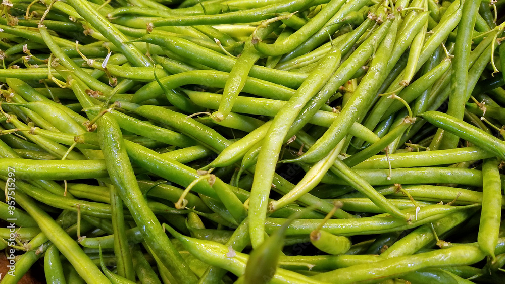 Fresh green beans in farmer market Fresh green beans in farmer market