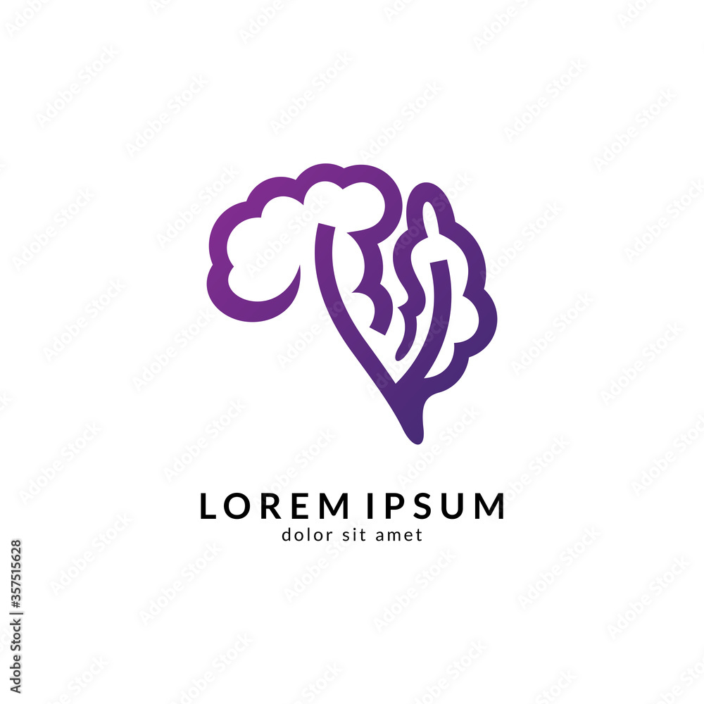Brain logo vector, suitable for creativity,
 learning, healthy, positive thinking, science, mind focus and creative ideas symbol/icon designs.