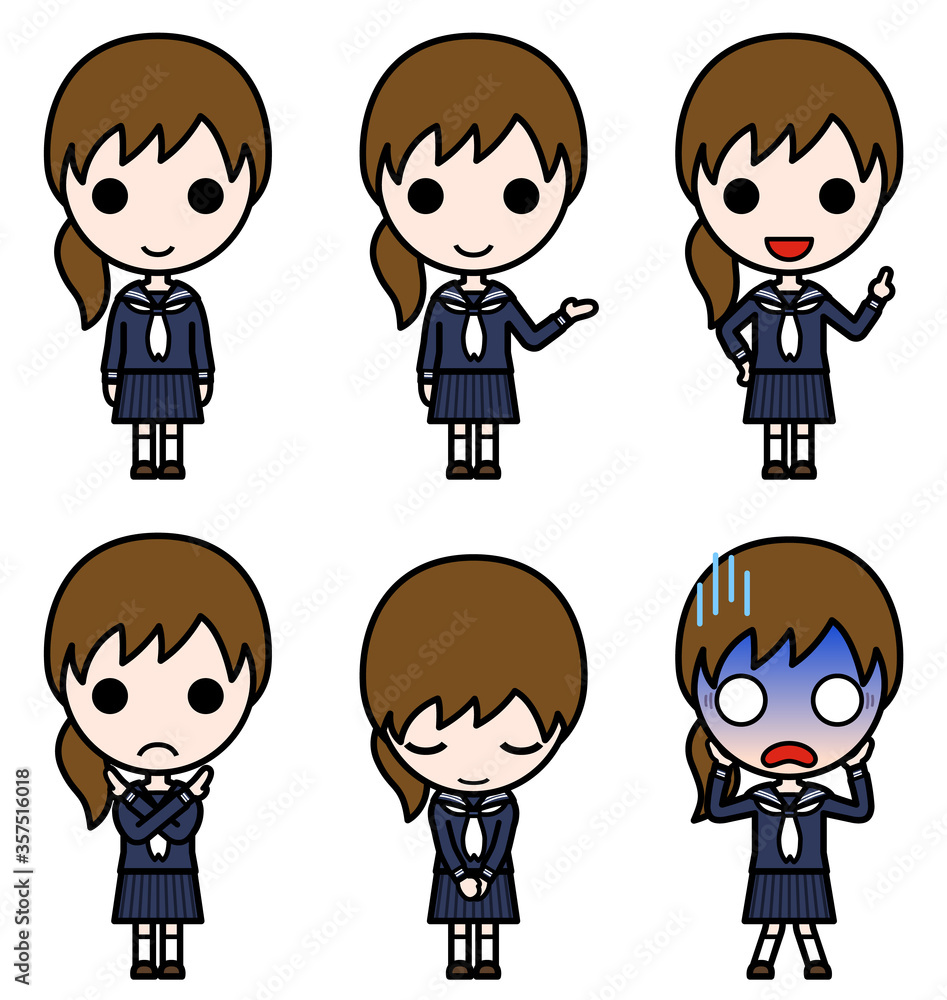 Various poses of junior high school school girl in winter uniform Various poses of junior high school school girl in winter uniform
