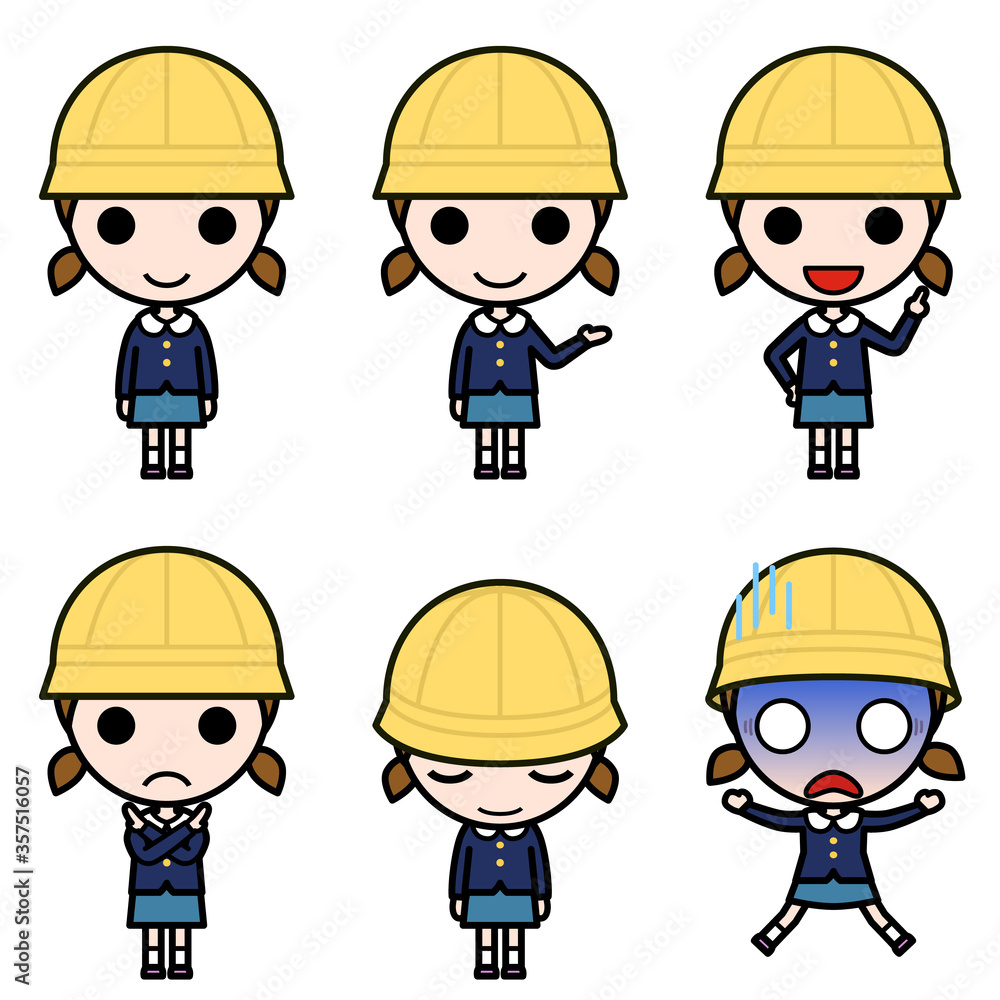 Various poses of elementary school girl in winter uniform Various poses of elementary school girl in winter uniform