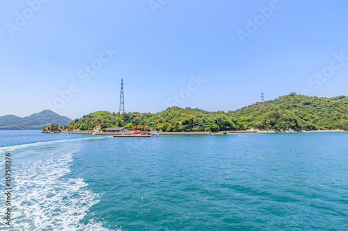 フェリーから見た大久野島 広島県竹原市 Okunojima Island seen from the ferry Hiroshima Takehara city