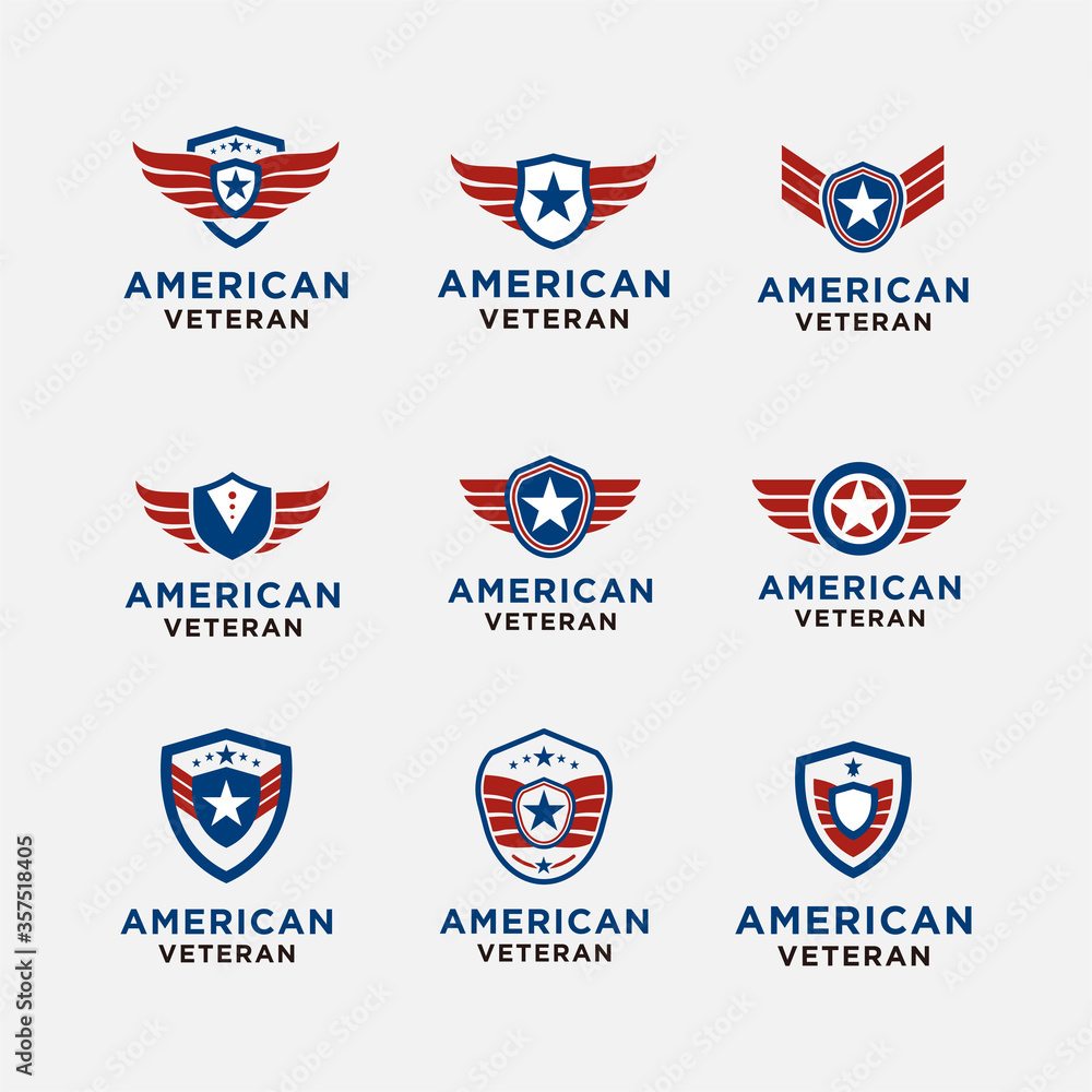 simple emblem american veteran shield patriotic national logo design ...