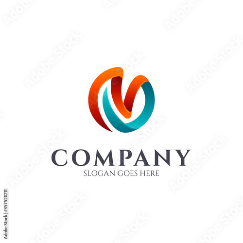 Initial letter M and V logo, MV, VM, 3d monogram logo style