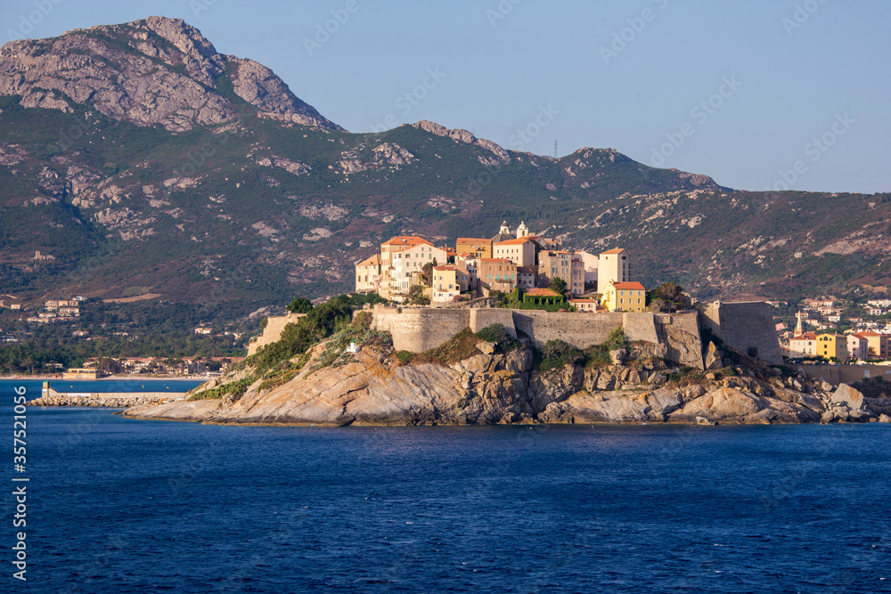 Ocean view of a historic city in Corsica
