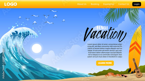 landing page design of beach vacation