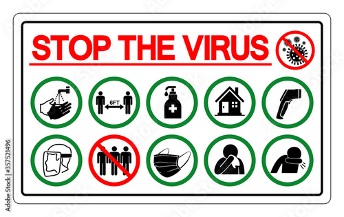 Stop The Virus Symbol Sign ,Vector Illustration, Isolate On White Background Label. EPS10