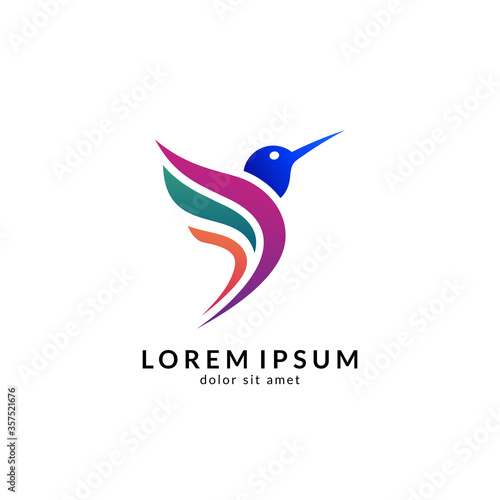 Bird logo vector, simple flat design style, modern flying bird icon/symbol