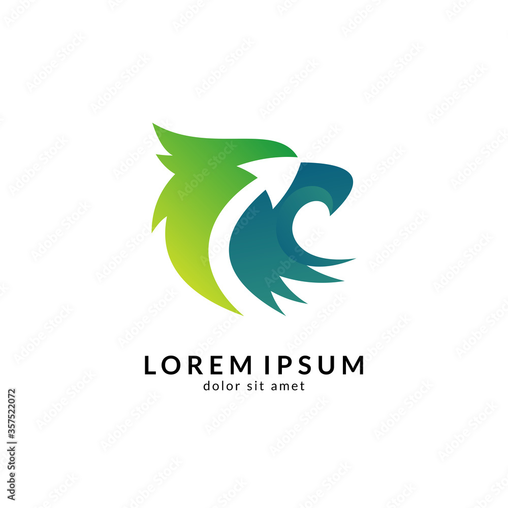 Eagle logo vector, abstract eagle design, modern flat style, falcon/hawk mascot illustration