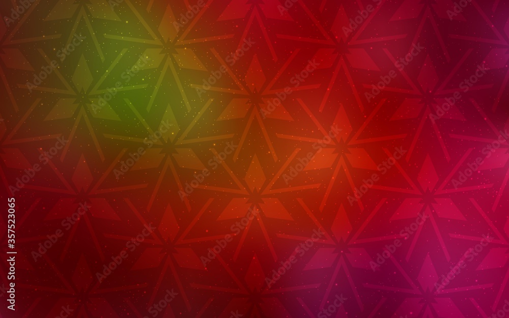 Fototapeta premium Dark Green, Red vector background with triangles.
