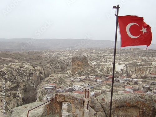 flag of turkey on a rock photo