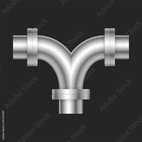 Pipe vector icon. Connection by flange fitting. Part for pipeline construction to transportation water, oil and gas. Also for water supply infrastructure, wastewater treatment, plumbing and irrigation