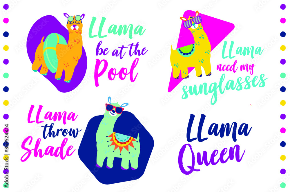 Fototapeta premium Llama and summer quotes